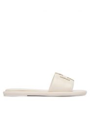 Tory Burch Klapki Double T Sport 79985 Écru. Białe klapki Tory Burch, bez wzorów, ze skóry, sportowe, bez obcasa, bez zapięcia. Za 1,119.00 zł.