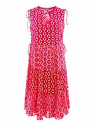 Zwillingsherz Sukienka "Lise" w kolorze czerwono-różowym rozmiar: L/XL. Czerwone sukienki Zwillingsherz, na co dzień, l, bez wzorów, z wiskozy, bez kołnierzyka, bez ramiączek, midi, proste. Za 96.37 zł.