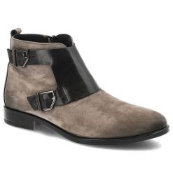 Szare Botki Lemar Damskie Stylowe Obuwie Skórzane. Szare botki Lemar, bez wzorów, eleganckie, bez obcasa, bez zapięcia. Za 269.00 zł.
