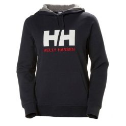 Bluza z kapturem dla kobiet Helly Hansen Logo. Niebieskie bluzy z kapturem Helly Hansen, bez wzorów, z kapturem, żeglarskie. Za 421.50 zł.