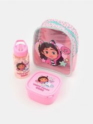 Zestaw: plecak, lunchbox oraz butelka Gabby's Dollhouse - wielobarwny. Plecaki Sinsay, bez wzorów, bez dodatków. Za 29.99 zł.