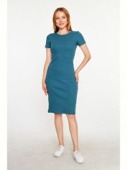 Mieles Sukienka w kolorze morskim rozmiar: XL. Niebieskie sukienki Mieles, xl, bez wzorów, z bawełny, bez kołnierzyka, bez ramiączek, midi. Za 104.14 zł.