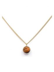 MOODE Naszyjnik "Alessandra" z zawieszką - dł. 41 cm rozmiar: onesize. Brązowe naszyjniki MOODE, z materiału, ze stali. Za 39.99 zł.