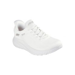 Buty sportowe Sneakersy damskie, Slip-Ins: Sport Squad Chaos - Current Muse. Białe buty sportowe lifestyle Skechers, bez wzorów, z materiału, bez zapięcia, trekkingowe. Za 329.99 zł.