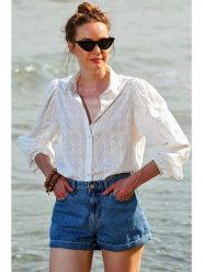 Trend Alacati Bluzka w kolorze białym rozmiar: L. Białe bluzki Trend Alacati, l, bez wzorów, z bawełny, bez kołnierzyka, bez ramiączek. Za 78.99 zł.