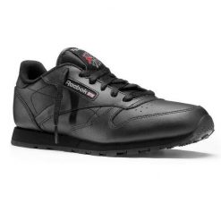 Buty damskie skórzane Reebok Classic Leather GS. Czarne buty treningowe Reebok, bez wzorów, bez zapięcia, reebok classic. Za 159.00 zł.