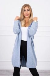 Sweter z kapturem niebieski. Niebieskie swetry KESI, l, bez wzorów, z wełny, eleganckie, plus size, bez ramiączek. Za 230.01 zł.