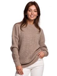 Be Wear Sweter w kolorze szarobrązowym rozmiar: L/XL. Brązowe swetry Be Wear, l, bez wzorów, z wełny, bez ramiączek. Za 145.26 zł.