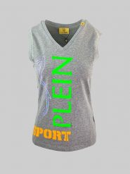 Plein Sport Top w kolorze szarym rozmiar: M. Szare topy sportowe Plein Sport, m, bez wzorów, z bawełny. Za 198.56 zł.
