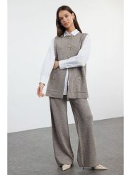 Trendyol 2-częściowy zestaw w kolorze szarym rozmiar: M. Szare spodnie materiałowe Trendyol, bez wzorów, z materiału. Za 140.95 zł.