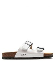 CMP Klapki Eco Thalitha Wmn Slipper 3Q91016 Biały. Białe klapki CMP, bez wzorów, ze skóry, bez obcasa, bez zapięcia. Za 179.99 zł.