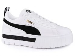 Buty damskie sneakersy sportowe Puma MAYZE LTHR. Białe buty treningowe Puma, bez wzorów, z gumy, bez zapięcia, trekkingowe. Za 198.00 zł.