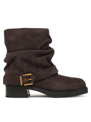MICHAEL Michael Kors Botki Colby 40F5COFE5S Brązowy. Brązowe botki MICHAEL Michael Kors, bez wzorów, ze skóry, bez obcasa, na słupku, bez zapięcia. Za 1,059.00 zł.