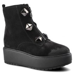 Czarne Botki Chebello Damskie Stylowe Buty. Czarne botki CheBello, bez wzorów, ze skóry, eleganckie, bez obcasa, na platformie, bez zapięcia. Za 319.00 zł.