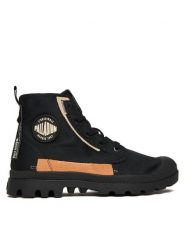 Palladium Trapery Pampa Underlayer 99183-010-M Czarny. Czarne traperki Palladium, bez wzorów, z materiału, bez obcasa, bez zapięcia. Za 289.99 zł.