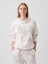 GAP Bluza w kolorze biało-jasnoróżowym rozmiar: L. Białe bluzy GAP, l, bez wzorów, z kapturem. Za 144.95 zł.