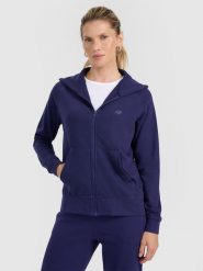 4F Bluza dresowa rozpinana z kapturem damska - granatowa XL. Niebieskie bluzy z kapturem 4f, xl, bez wzorów, z bawełny, z kapturem. W wyprzedaży za 119.99 zł.