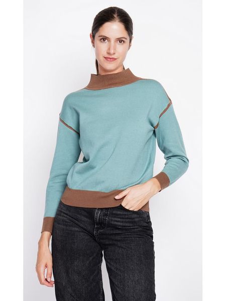 William de Faye Sweter w kolorze turkusowo-karmelowym rozmiar: 34. Niebieskie swetry William de Faye, bez wzorów, klasyczne, bez ramiączek. Za 104.99 zł.