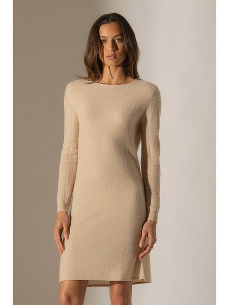 Perfect Cashmere Kaszmirowa sukienka "Lola" w kolorze beżowym rozmiar: M. Brązowe sukienki Perfect Cashmere, na co dzień, m, bez wzorów, z kaszmiru, bez kołnierzyka, bez ramiączek, mini, proste. Za 476.95 zł.