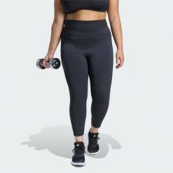 Legginsy Optime Workout 3-Stripes 7/8 (Plus size). Czarne legginsy adidas, bez wzorów, z tkaniny, sportowe. Za 279.00 zł.