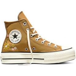 Buty sportowe Converse Chuck Taylor All Star Lift. Żółte buty treningowe Converse, bez wzorów, z materiału, bez zapięcia. Za 590.00 zł.