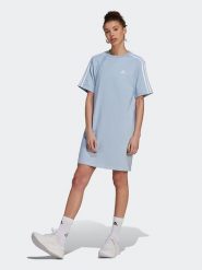 Adidas Sukienka w kolorze błękitnym rozmiar: S. Niebieskie sukienki adidas, na co dzień, s, bez wzorów, z bawełny, bez kołnierzyka, bez ramiączek, midi, proste. Za 112.83 zł.