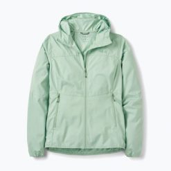 Kurtka przeciwiatrowa damska Rab Windgather Hoody. Zielone kurtki RAB, xs, bez wzorów, z materiału, bez kaptura. Za 369.99 zł.
