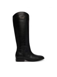 Guess Kozaki FLFNAU LEA11 Czarny. Czarne kozaki Guess, z aplikacjami, bez obcasa, na płaskiej podeszwie, bez zapięcia. Za 954.99 zł.