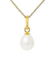 Pearline Pozłacany naszyjnik z perłą słodkowodną - dł. 42 cm rozmiar: onesize. Białe naszyjniki Pearline, z materiału, z perłą, pozłacane. Za 304.99 zł.