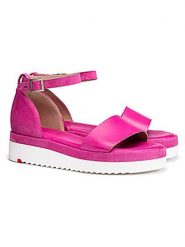 LLOYD Skórzane sandały w kolorze różowym na koturnie rozmiar: 38. Różowe sandały Lloyd, bez wzorów, ze skóry, klasyczne, z otwartym noskiem, bez obcasa, na koturnie, bez zapięcia. Za 351.38 zł.