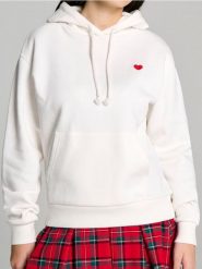 Bluza z kapturem z motywem walentynkowym - kremowy. Białe bluzy Sinsay, l, bez wzorów, bez ramiączek, z kapturem. Za 49.99 zł.