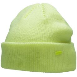 Damska czapka beanie 4F neonowa zieleń H4Z22 z pomponem. Zielone czapki zimowe 4f, bez wzorów, sportowe. Za 36.99 zł.