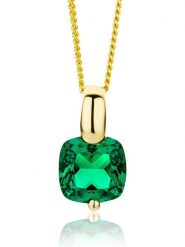 Revoni Złoty naszyjnik z zawieszką - dł. 45 cm rozmiar: onesize. Zielone naszyjniki Revoni, z materiału, z szmaragdem, złote. Za 1,087.99 zł.