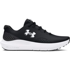 Buty fitness damskie UA Charged Surge 4. Czarne buty treningowe Under Armour, bez wzorów, z syntetyku, bez zapięcia, na fitness i siłownię. Za 269.99 zł.