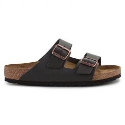 Klapki unisex Birkenstock Arizona. Czarne klapki Birkenstock, bez wzorów, z materiału, bez obcasa, bez zapięcia. Za 668.00 zł.