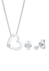 Elli DIAMONDS Zestaw biżuterii Elli DIAMONDS damski naszyjnik i serce z diamentem (0,08 ct.) w kolorze 925 Sterling Silver. Zestawy 1 ct Damski. Szare naszyjniki Elli DIAMONDS, z materiału, z diamentem, srebrne. Za 863.99 zł.