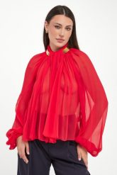 Koszula damska z krepy ELISABETTA FRANCHI. Koszule Elisabetta Franchi, bez wzorów, bez kołnierzyka, bez ramiączek. Za 1,369.00 zł.