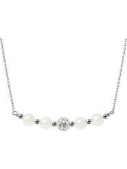 Pearline Srebrny naszyjnik z kryształkami i perłami w kolorze białym - dł. 38 cm rozmiar: onesize. Białe naszyjniki Pearline, z materiału, z kryształem, srebrne. Za 202.03 zł.