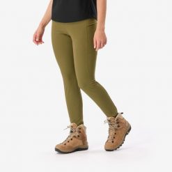 Legginsy trekkingowe damskie MT500. Brązowe legginsy SIMOND, bez wzorów, z elastanu, sportowe. Za 159.99 zł.