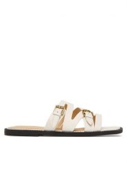 Guess Klapki FLJGRY LEA03 Biały. Białe klapki Guess, z aplikacjami, ze skóry, bez obcasa, bez zapięcia. Za 549.99 zł.