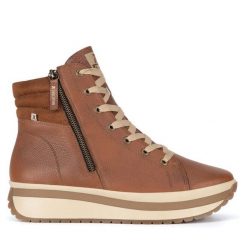 Trzewiki Rieker Revolution Lifestyle. Brązowe botki Rieker Revolution Lifestyle, bez wzorów, bez obcasa, na koturnie, bez zapięcia. Za 399.00 zł.