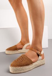 Brązowe Espadryle na Grubej Podeszwie z Plecionego Materiału Sidara. Brązowe espadryle Born2be, bez wzorów, eleganckie, z okrągłym noskiem, bez obcasa. W wyprzedaży za 72.24 zł.