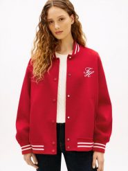 Tommy Hilfiger wełniana kurtka bomber Kobiety czerwony, 38. Czerwone kurtki Tommy Hilfiger, bez wzorów, z wełny, sportowe, bez kaptura. Za 749.95 zł.