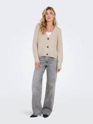 ONLY Kardigan w kolorze beżowym rozmiar: L. Brązowe swetry ONLY, l, bez wzorów, bez ramiączek. Za 100.75 zł.