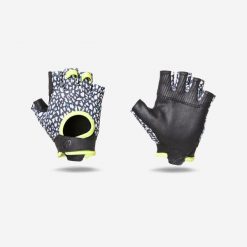 Rękawiczki fitness Domyos. Białe rękawiczki CORENGTH, bez wzorów, ze skóry, sportowe. Za 49.99 zł.