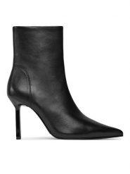 Steve Madden Botki Iyanna Bootie SM11002278 SM11002278-017 Czarny. Czarne botki Steve Madden, bez wzorów, ze skóry, bez obcasa, na szpilce, bez zapięcia. Za 449.99 zł.