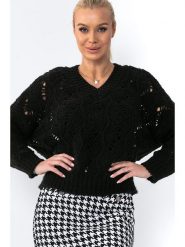 Fobya Sweter w kolorze czarnym rozmiar: 40/42. Czarne swetry Fobya, bez wzorów, ze splotem, bez ramiączek. Za 101.23 zł.