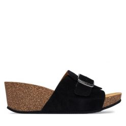 Klapki Scholl. Czarne klapki Scholl, bez wzorów, bez obcasa, bez zapięcia. Za 429.99 zł.