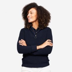 Sweter do golfa damski Inesis MW500 wiatroszczelny. Niebieskie swetry INESIS, s, bez wzorów, z bawełny, bez ramiączek. Za 159.99 zł.