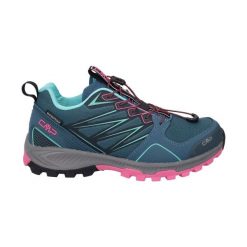 Niskie buty trailowe dla kobiet CMP Atik WP. Niebieskie buty do biegania CMP, bez wzorów, z gumy, bez zapięcia, do biegania. Za 499.99 zł.